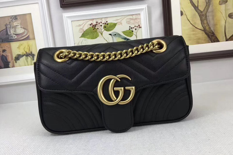 Gucci 446744 Now GG Marmont Mini Shoulder Bag Black