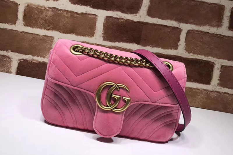 Gucci 446744 GG Marmont velvet mini bags Rose