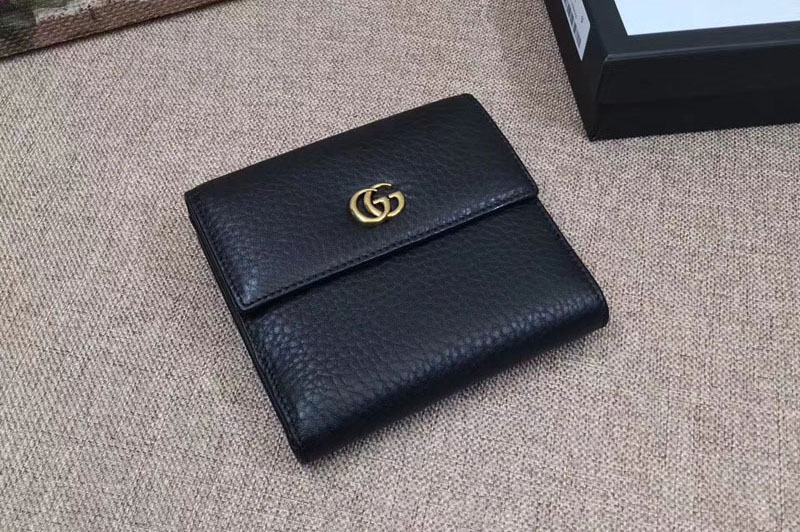 Gucci 456122 Leather french flap wallet Black