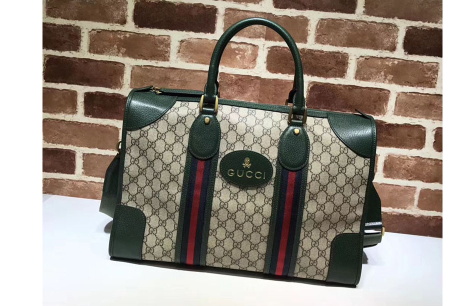 Gucci 459311 Soft GG Supreme Duffle Bag with Web Green
