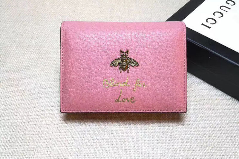 Gucci 460185 Animalier Card Case Pink