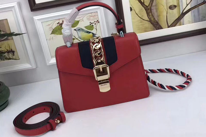 Gucci 470270 Sylvie Leather Mini Bag Red