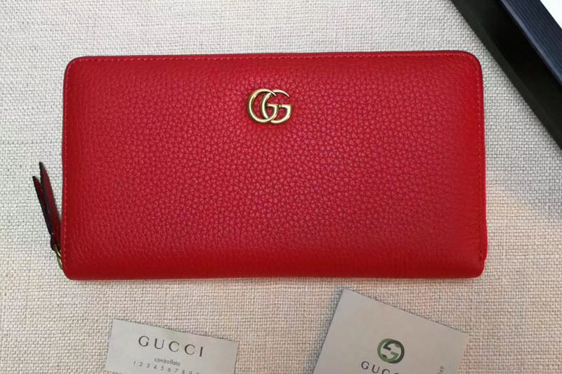 Gucci 473928 Leather zip around wallet Red
