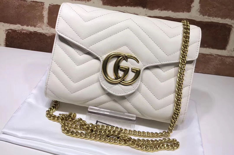 Gucci 474575 GG Marmont matelassé mini bags White