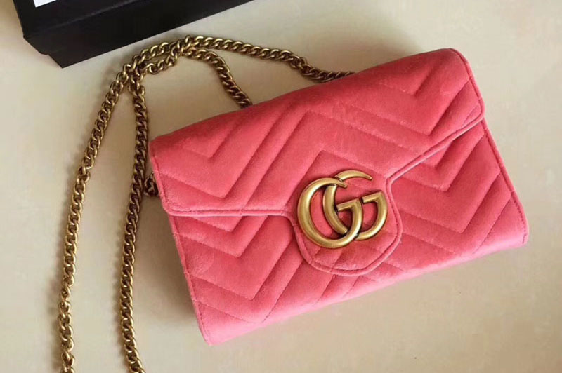 Gucci 474575 GG Marmont velvet mini bags Pink
