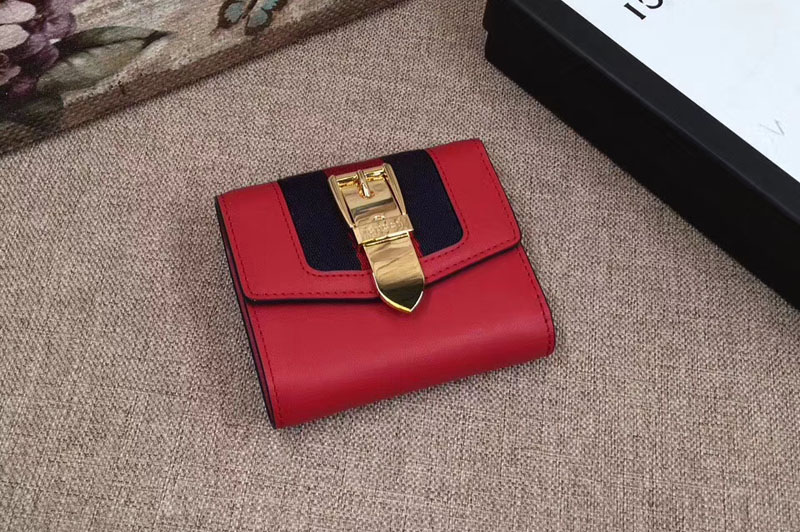 Gucci 476081 Sylvie Leather Wallet Red
