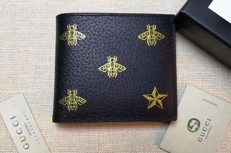 Gucci 495055 Bee Star leather bi-fold wallet