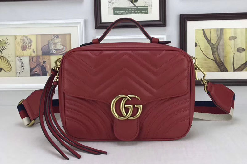 Gucci 498100 GG Marmont matelassé shoulder bags Red