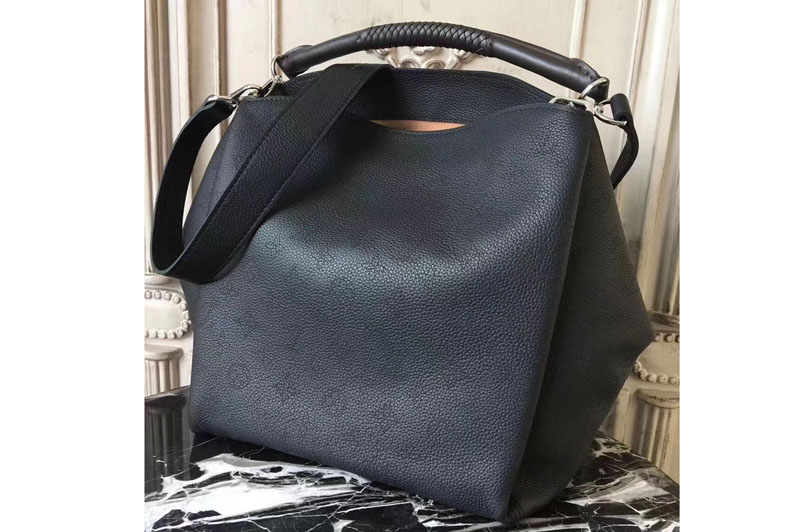 Louis Vuitton M50031 Babylone PM Mahina Calfskin Leather Bags Black