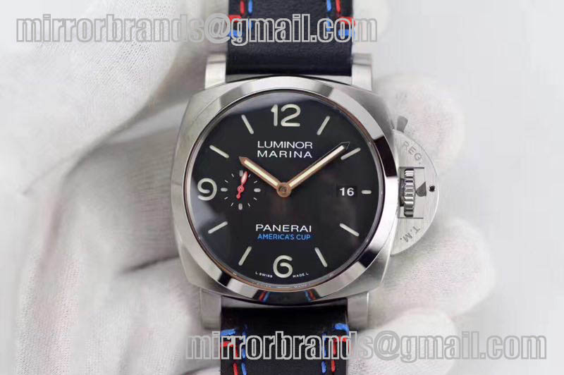 Panerai PAM727 T America's Cup V6F 1:1 Best Edidion on Thick Black Leather Strap P9010