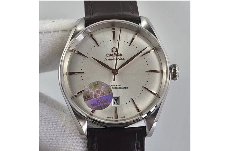 Omega Seamaster Chronometer SS Best Edition White Dial On Brown Leather Strap A8800
