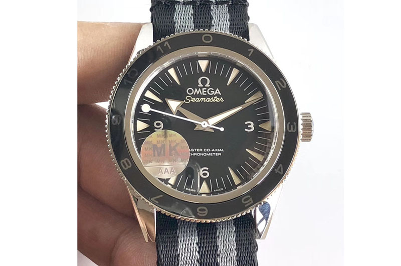 Omega Seamaster 300 Master Spectre SS MKS Best Edition Black Dial on Nylon Strap A8400