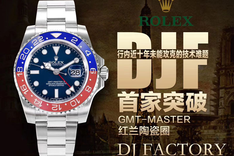 Rolex GMT Master II 116719 BLRO Real Red/Blue SS DJF 1:1 Best Edition Blue Dial on Bracelet A2836