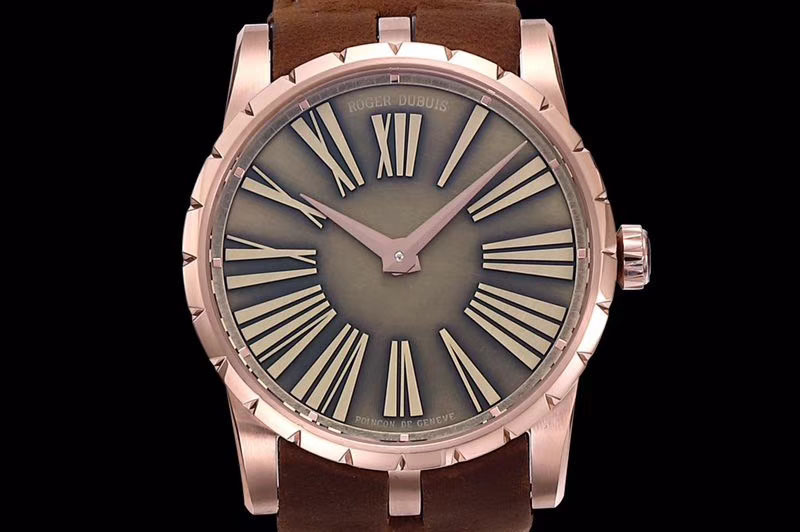 Roger Dubuis Excalibur 42mm Dbex0050 RG RDF 1:1 Best Edition Bronze Dial on Brown Leather Strap A830