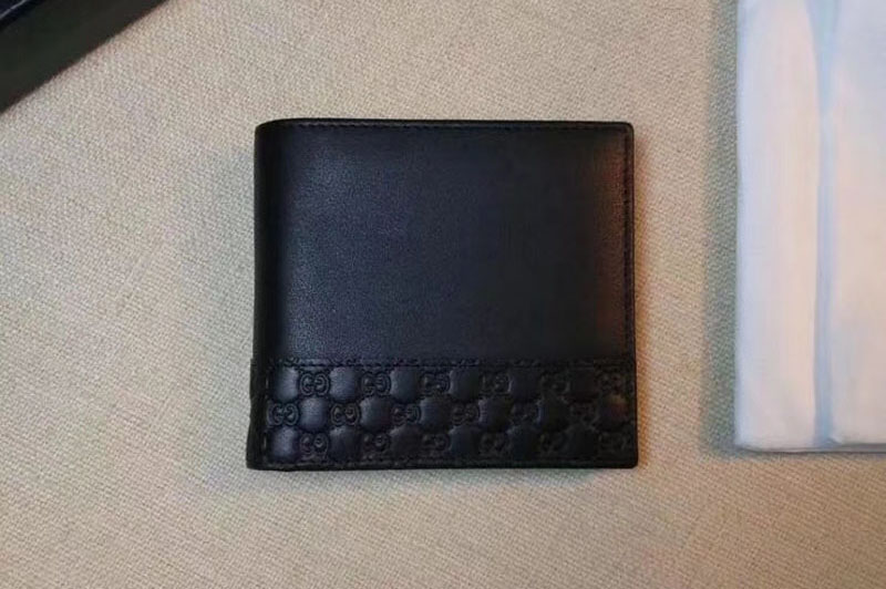 Gucci 256408 Guccissima Leather Bi-fold Wallet Black