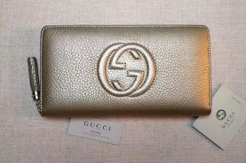 Gucci 308004 Soho Original Leather Zip Around Wallets Gold