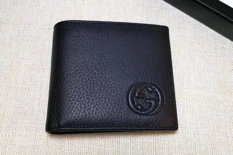 Gucci 322114 Calfskin Leather Bi-fold Wallet Black