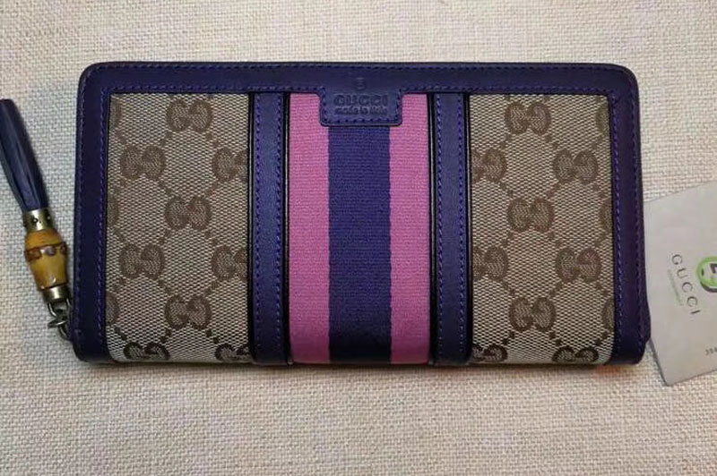 Gucci Rania GG Canvas Zip Around Wallets 353651 Purple