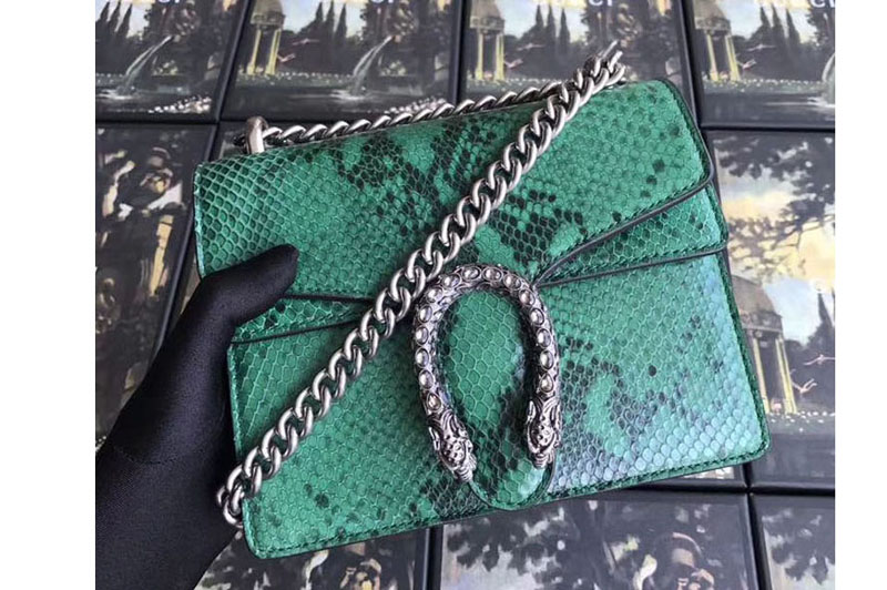 Gucci 421970 Dionysus Original Python Leather Shoulder Bag Green