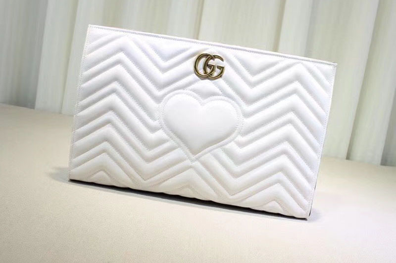 Gucci 448450 Clutch Make Up Handbags white leather