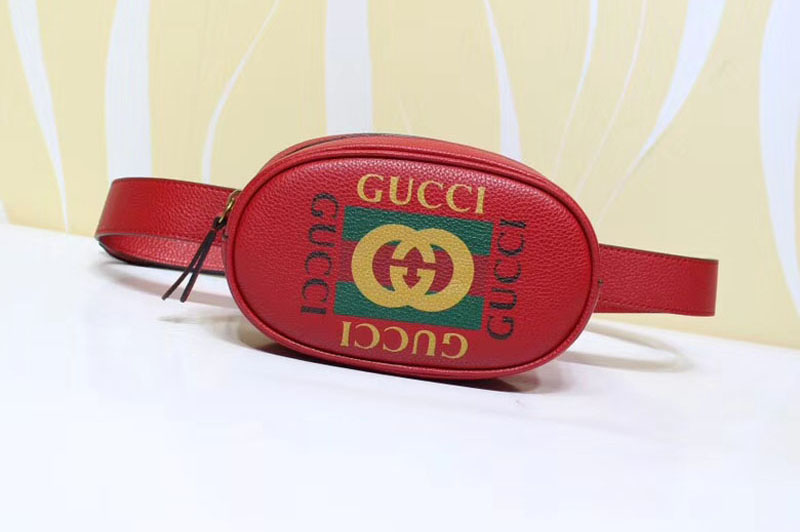 Gucci 476434 GG Calfskin Leather With Print belt bags Red