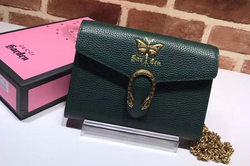 Gucci Butterfly Shoulder Bag Calfskin Leather 516920 Green