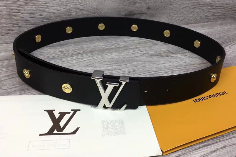 Louis Vuitton M0063U LV Iconic 35mm belt Black Calf Leather Silver Buckle