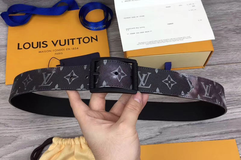Louis Vuitton M0132U LV Reverso 40mm Reversible Belts Monogram Galaxy Canvas Black Hardware