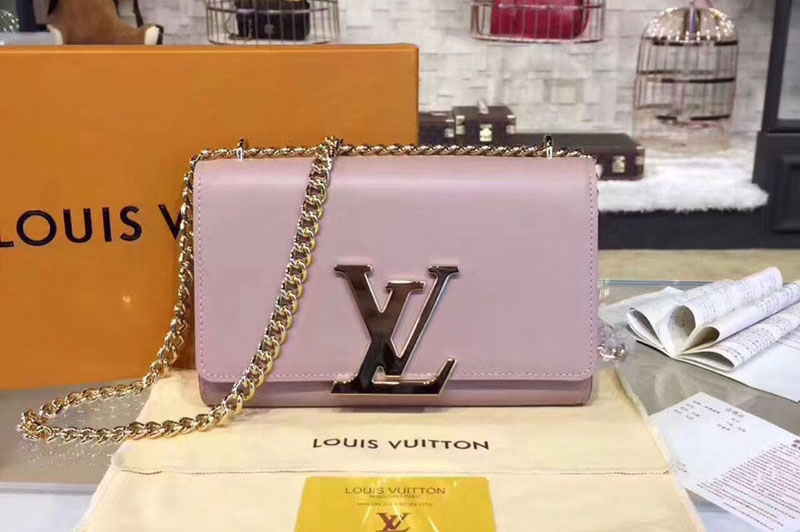 Louis Vuitton M41279 Smooth Calfskin Chain Louise MM Pink