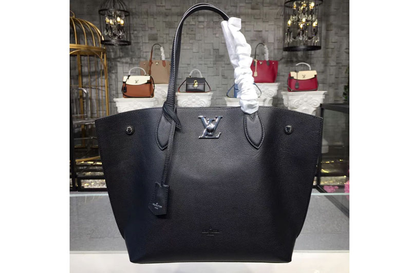 Louis Vuitton M55028 LV Lockme Cabas Bags Soft calfskin Leather Black
