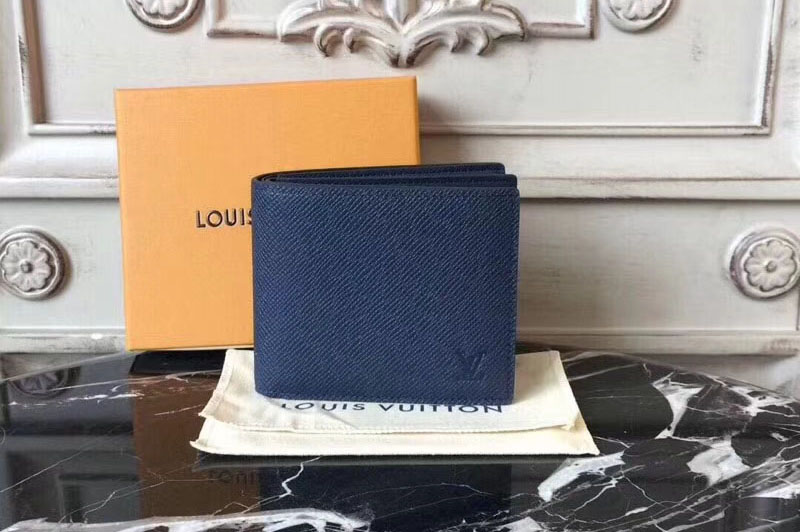 Louis Vuitton M42101 taiga Leather Amerigo Wallet Blue