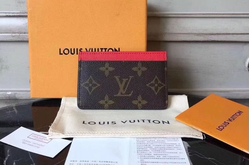 Louis Vuitton M60703 LV Card Holder Monogram Canvas Red