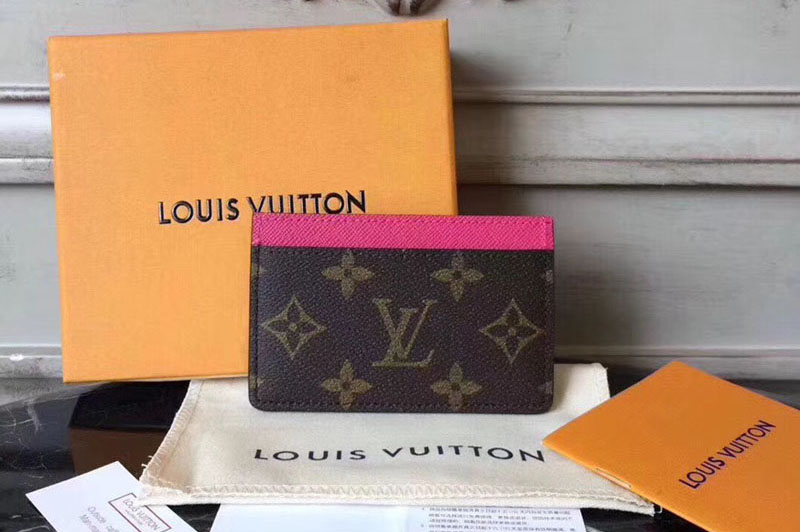 Louis Vuitton M60703 LV Card Holder Monogram Canvas Rosy