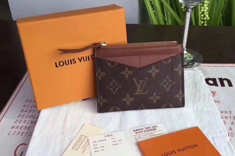 Louis Vuitton M62257 LV Zipped Card Holder Monogram Canvas Brown ...