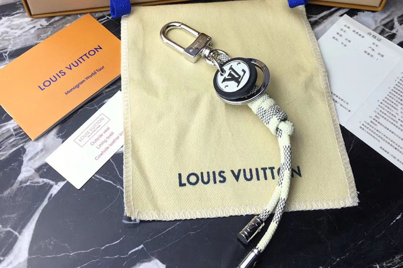 Louis Vuitton M67224 LV MR Louis Bag Charm and Key Holder Damier Azur Canvas