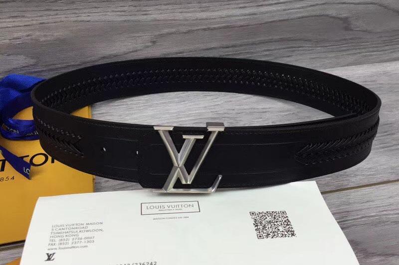 Black LV Pyramide 40mm Reversible Leather Belt