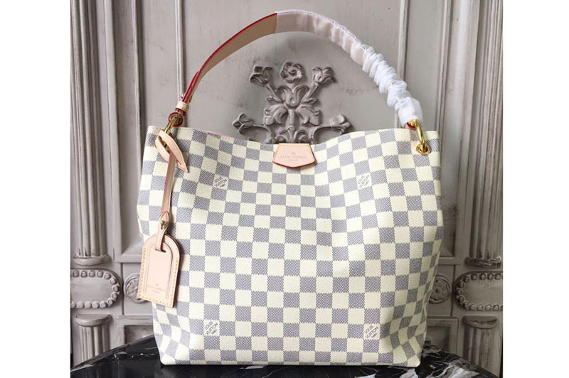 Louis Vuitton N42249 Graceful PM Damier Azur Canvas Bags Pink