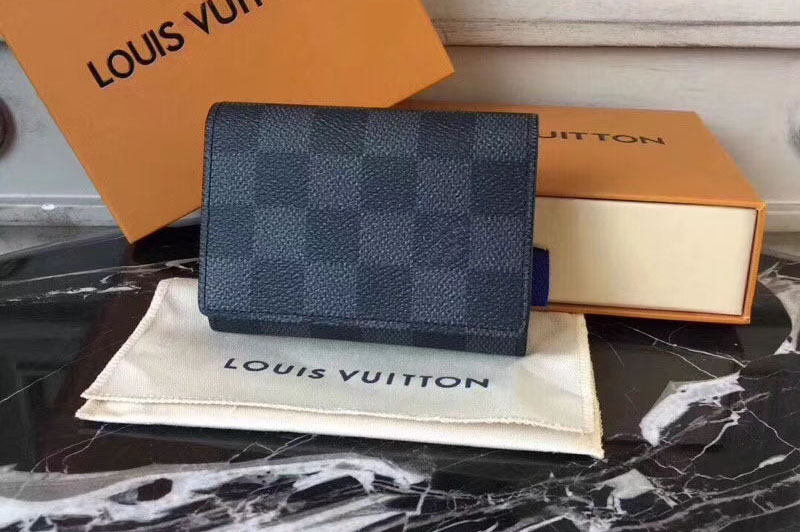 Louis Vuitton N63338 Enveloppe Carte de Visite Wallets Damier Graphite Canvas