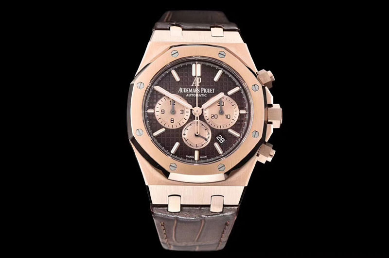 Audemars Piguet Royal Oak Chrono 26331ST RG OMF 1:1 Best Edition Brown dial on Brown Leather Strap A7750(Free Rubber Strap)