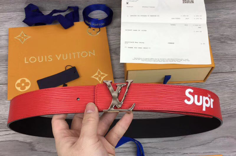 Louis Vuitton LV Supreme 40mm Belt Red Epi Leather