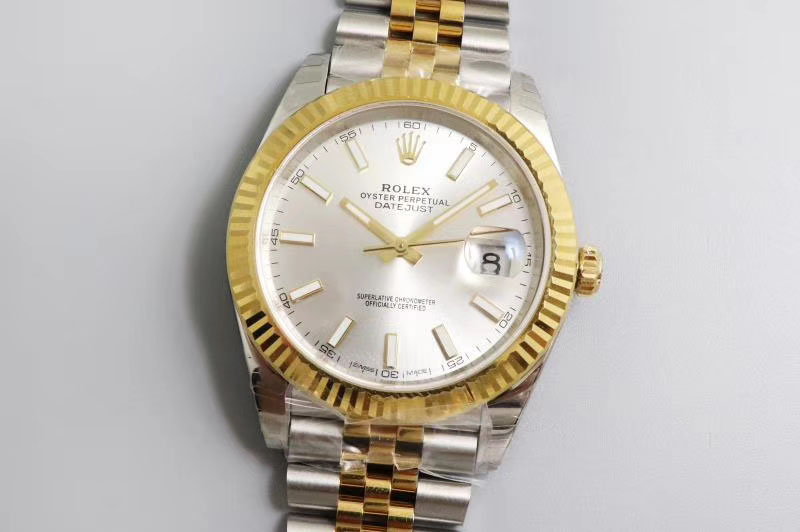 Rolex DateJust 41 126333 904L Yellow Gold DJ Best Edition White Dial Stick Markers on SS/YG Jubilee Bracelet A2824