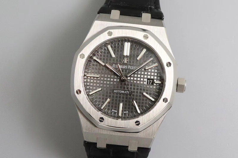Audemars Piguet Royal Oak 41mm 15400 SS OMF 1:1 Best Edition Gray Textured Dial on Black Leather Strap A3120