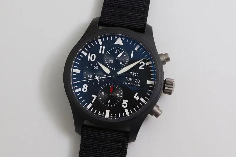 IWC 2019 New TOP GUN IW389101 Real Ceramic ZF 1:1 Best Edition on Black Nylon Strap A7750