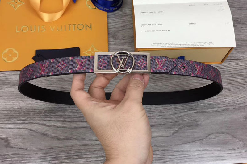 Louis Vuitton MP139W LV Dauphine 25mm Reversible belts Pink/Black Monogram LV POP Print Silver Buckle