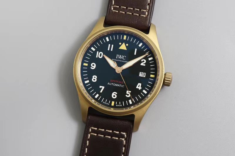 IWC Spitfire Automatic Bronze IW326802 MKS 1:1 Best Edition Black Dial on Brown Leather Strap M9015