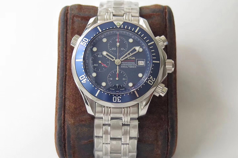 Omega 300m Seamster Pro Chrono AC Best Edtion SS Blue Dial A-7750
