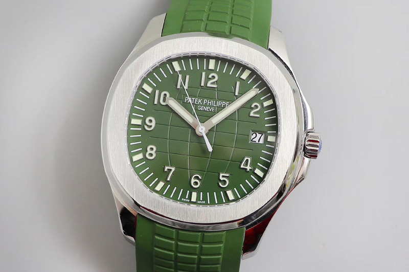 Patek Philippe Aquanaut 5168G 42mm SS ZF 1:1 Best Edition Green Dial on Green Rubber Strap 324CS (Free box)