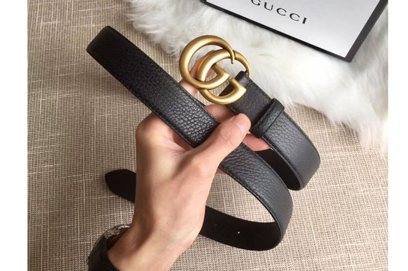 Gucci ‎414516 30mm Leather belt with Double G buckle Black Leather