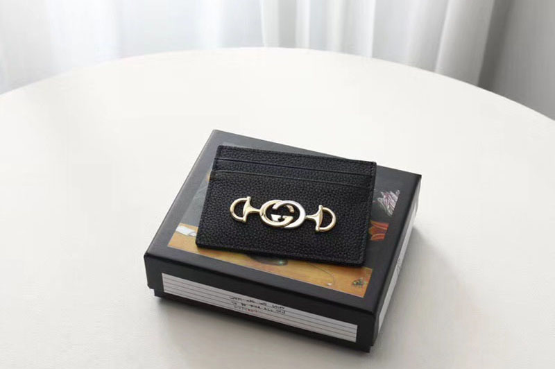 Gucci 570679 Zumi grainy leather card case Black grainy leather