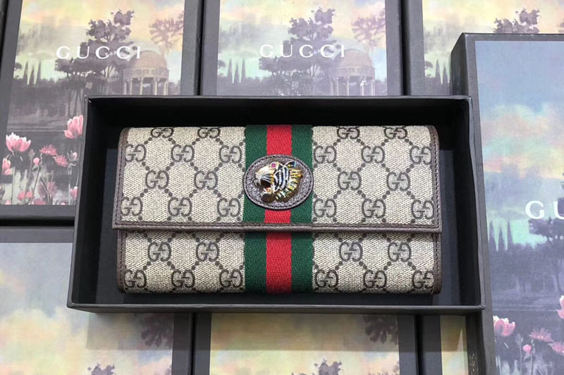 Gucci 573789 Rajah continental wallet GG Supreme Canvas